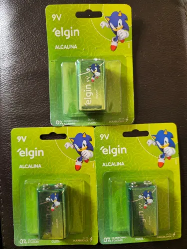 Lote 3 Pilhas Elgin Alcalinas 9V Sonic