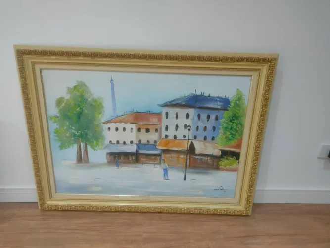 Quadro em tela com paisagem urbana