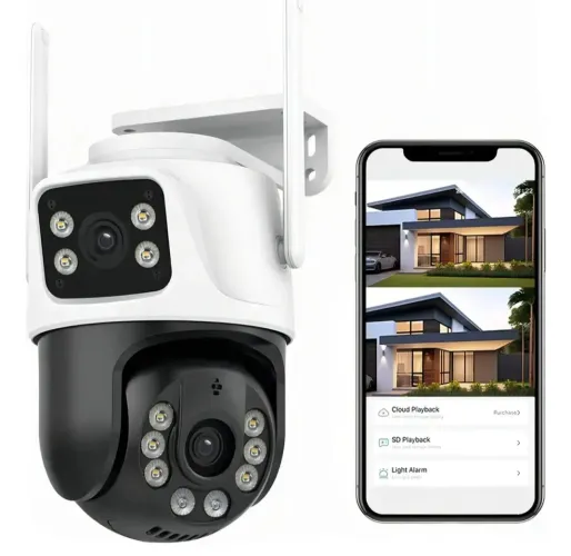 CÂMERAS SEGURANÇA 2EM1 LENTE DUPLA VIA WI-FI 2.4G IP66 APP YOOSEE