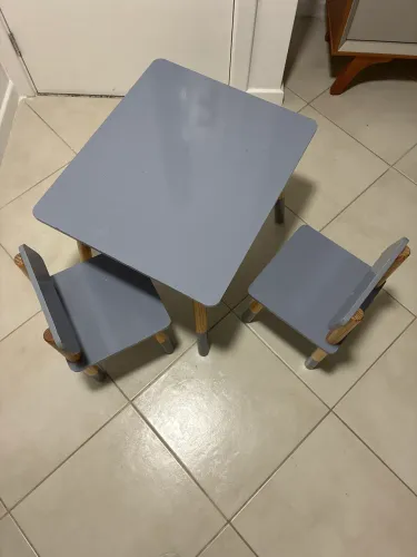 Conjunto Mesa Infantil 2 Cadeiras Colorir - Cinza Cinza