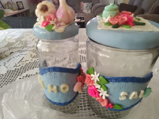 conjunto de sal e alho