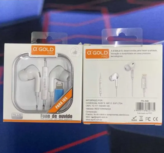 Fone de Ouvido A'Gold Pro com fio para iPhone