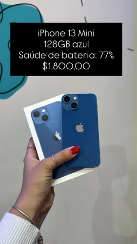 iPhone 13 Mini / 128GB / Azul / Saúde de bateria 77% / R$ 1.800,00