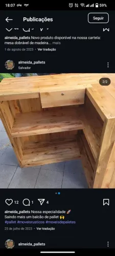 Balcão de pallet em L