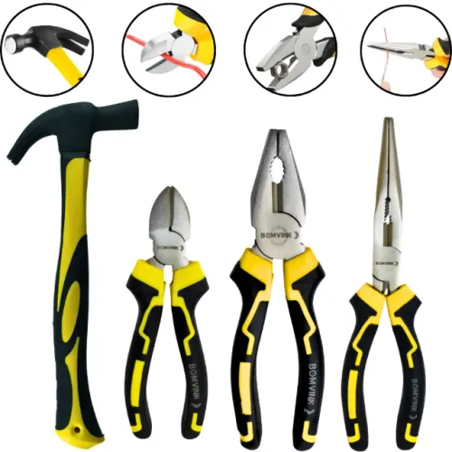 Kit Ferramentas Martelo Unha Alicate Universal de Corte Bico Reto Meia Cana