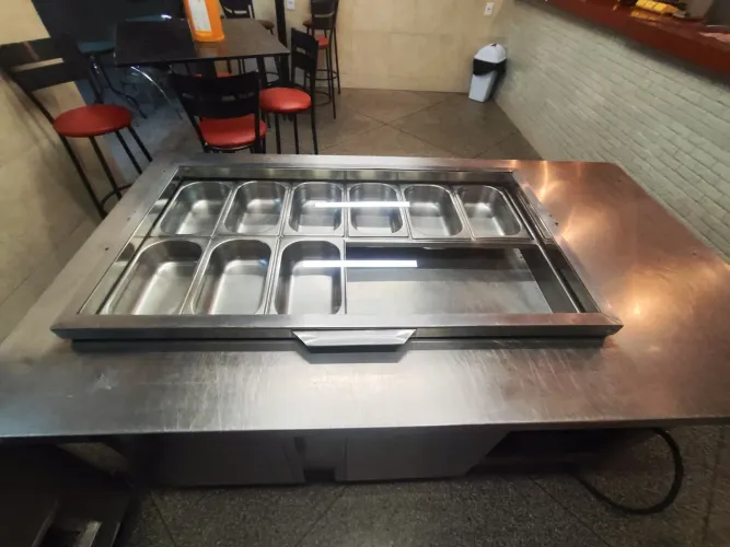 Balcão condimentadeira gelado inox
