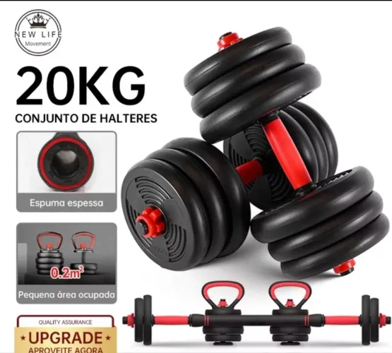 Halteres 20KG - Conjunto Completo para Treino Musculação Treino em Casa