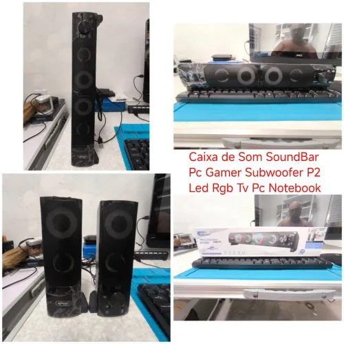 Caixa de Som SoundBar Gamer P2 LED RGB