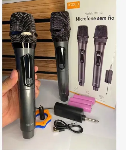 Microfone duplo profissional sem fio recarregável original a'Gold Premium Visor