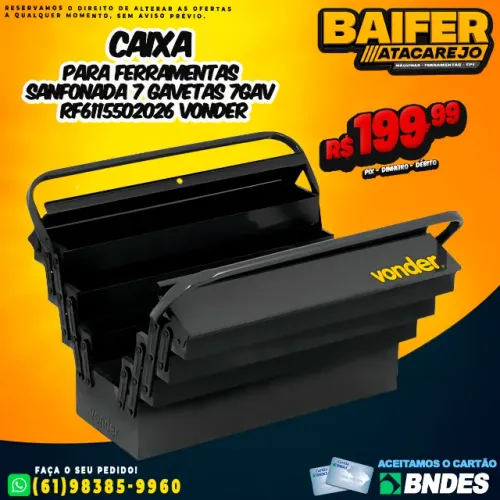 Caixa Para Ferramentas Sanfonada 7 Gavetas 7GAV RF6115502026 Vonder