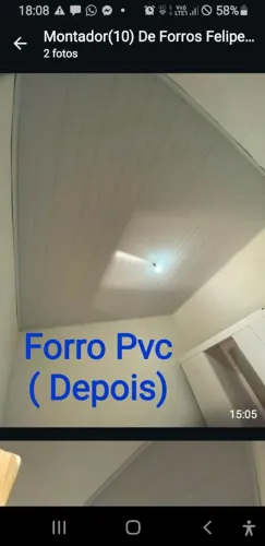Forro PVC instalado R$ 120 m2