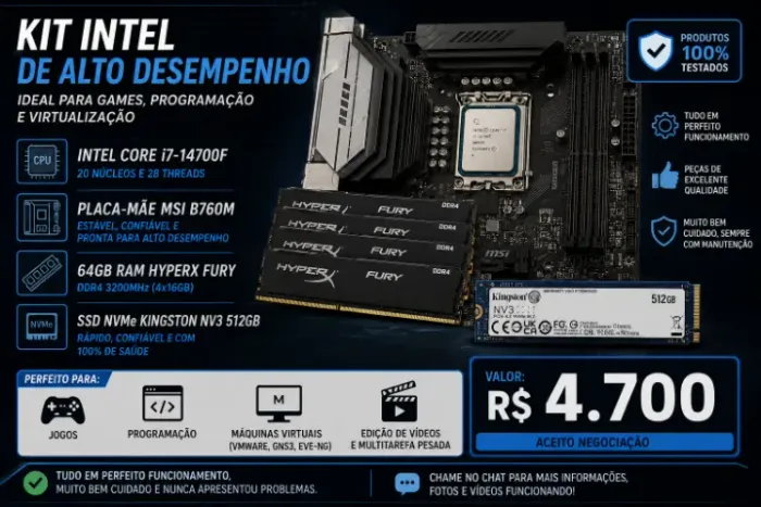 ? KIT INTEL DE ALTO DESEMPENHO - IDEAL PARA GAMES, PROGRAMAÇÃO E VIRTUALIZAÇÃO ?