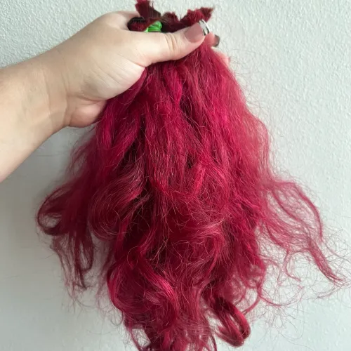 Cabelo humano natural marsala ondulado 95 g 30 cm