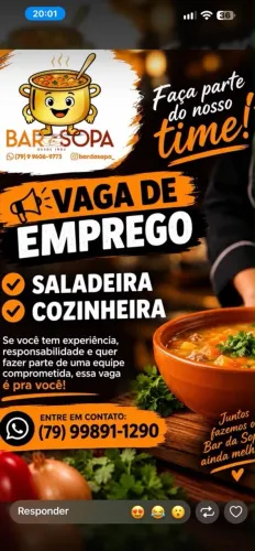 Título: Vagas de Emprego - Saladeira e Cozinheira