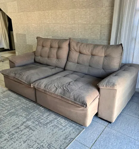 Sofá suede cinza
