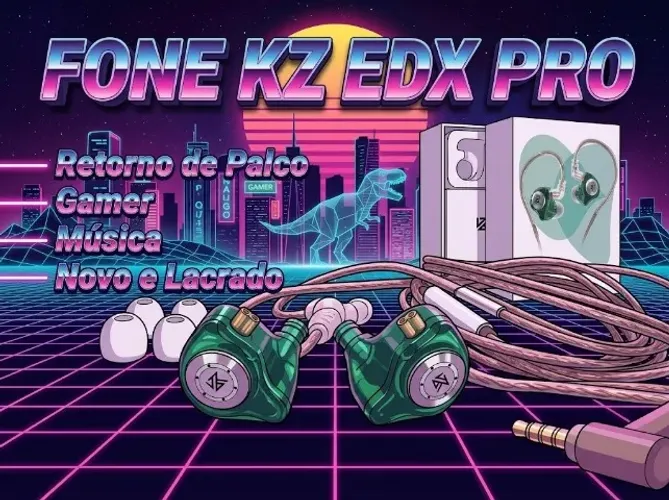 Fone kz edx pro iem retorno, gamer, pro, novo lacrado