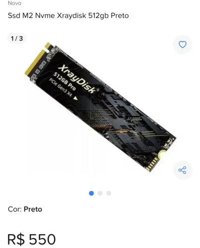 Ssd M2 Nvme Xraydisk 512gb Preto