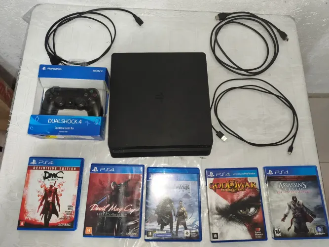PS4 Slim 500 GB+Controle Original+5Jogos(Todos Mídia Física)
