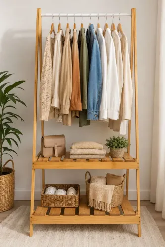 Arara Closet em Madeira Pinus Envernizada - Estilo Rústico