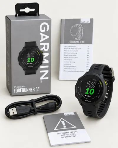 Relógio Garmin Forerunner 55 Preto GPS + Caixa + Carregador Original