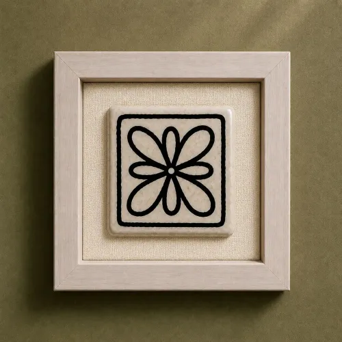 Quadro minimalista p/b cerâmica Brennand 