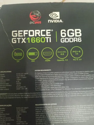 Placa de vídeo GEFORCE GTX 1660TI