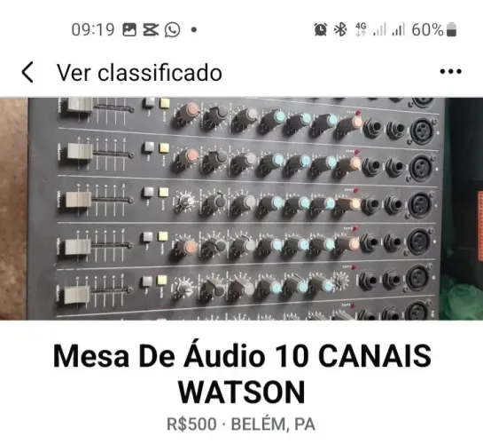 Mesa de Áudio WATSON 10 CANAIS (com entradas banceadas)