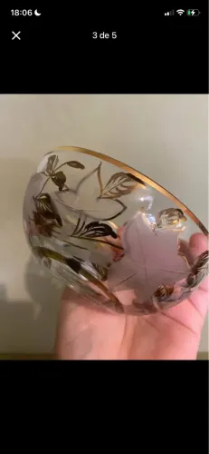 bowl/pote/travessa de vidro com detalhes a ouro 6unidades