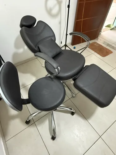 Poltrona Reclinável Pigmentação Maquiagem + Mocho + Lombar