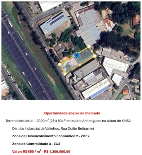 Terreno à venda no Distrito industrial em Valinhos