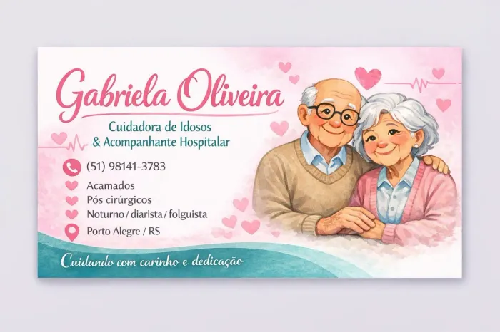 Cuidadora de idosos e acompanhante hospitalar.