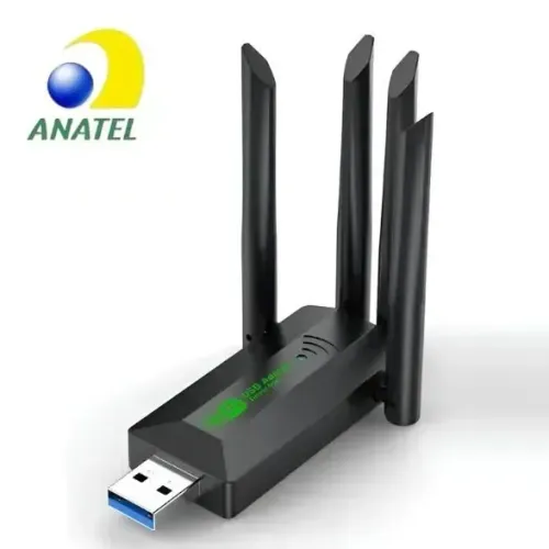 Adaptador WiFi 5G USB Dual Band AC1200 com 4 Antenas