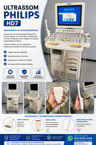  ULTRASSOM PHILIPS HD7 - PRONTO PARA USO 