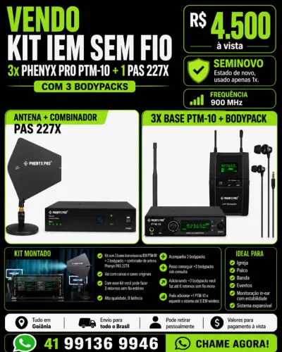 Kit IEM sem fio Phenyx Pro 