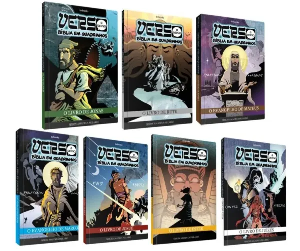 Kit 7 livros da bíblia em quadrinhos (verso a verso)