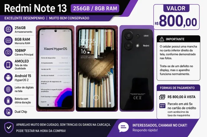 Smartphone Redimi Note 13 256GB / 8 GB RAM