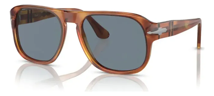 Óculos de Sol Persol Jean Marrom Lente Azul Acetato Retangular