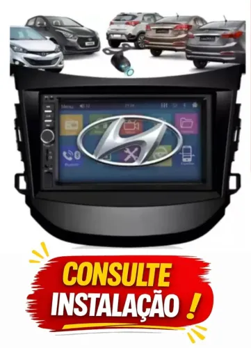 Central Multimídia Hb20 Espelhamento Android/Ios, Bluetooth, Usb + Moldura