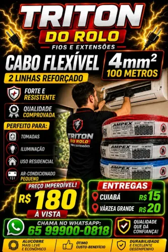 Fio 4 mm Flexível 100 Metros