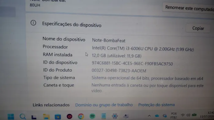 Notebook Ideapad Lenovo Core I3 SSD 1 tera 12gb