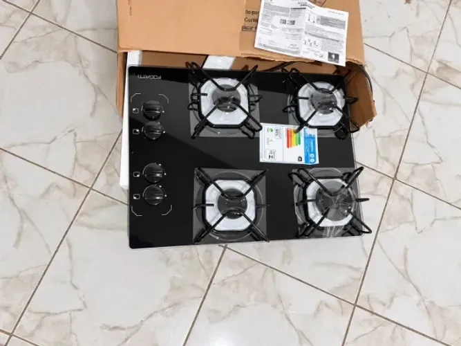 COOKTOP 4 BOCAS NOVO NA CAIXA | NUNCA USADO | VIDRO PRETO