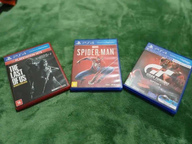 3 jogos de PS4 (The Last Of Us, Gran Turismo e Marvel's Spider Man)!