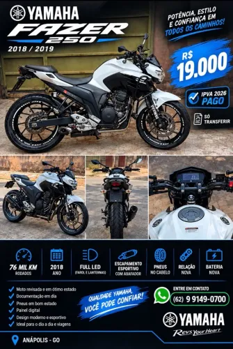 Fazer 250 cilindrada ano 2018