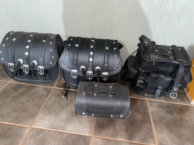 Kit Bolsa de Couro Para Moto