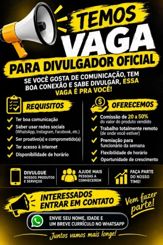 vaga para divulgador oficial 