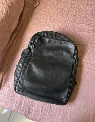Mochila de couro executiva Charles preto