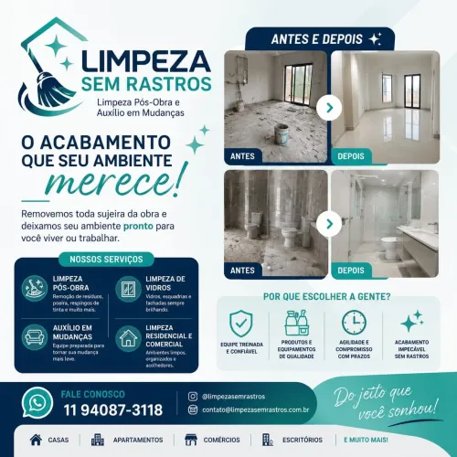 Limpeza sem rastro limpeza pós obra 