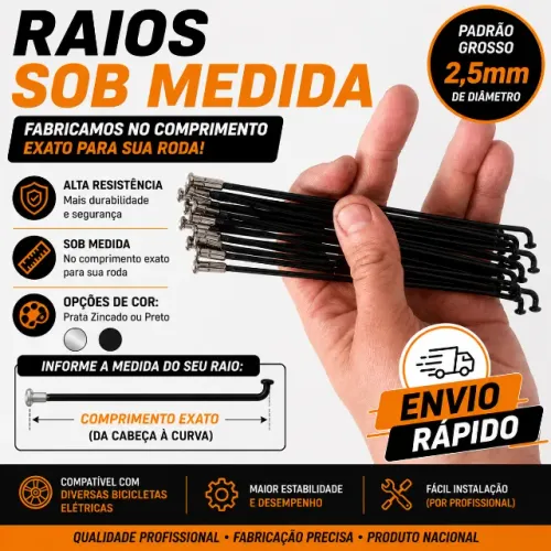 Raios Bicicleta Elétrica Sob Medida Qualquer tamanho (5 unidades)