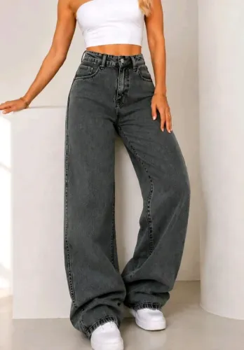 Calça Jeans Wide Leg Chumbo Nova