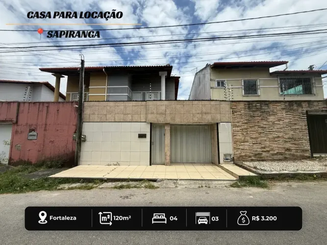 CASA DUPLEX DE 120m2 COM 4 SUITES PARA LOCACAO NA SAPIRANGA